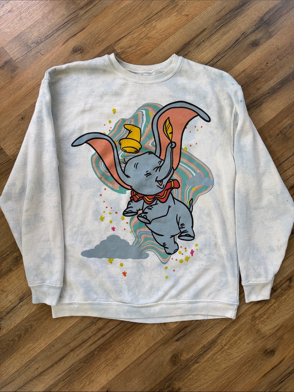 Disney White Crewneck Sweatshirt with Dumbo Graphic